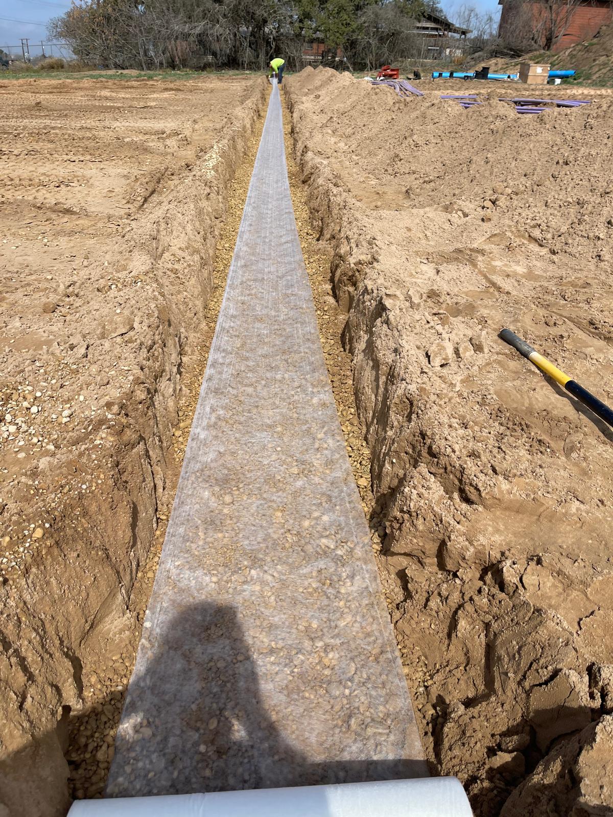 Drain field gravel bed